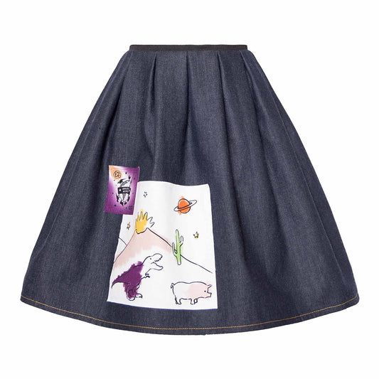 Blue Denim Skirt with Appliqué - pets & baby productspets & baby productsBlue Denim Skirt with Appliqué - 0104 / 4 years