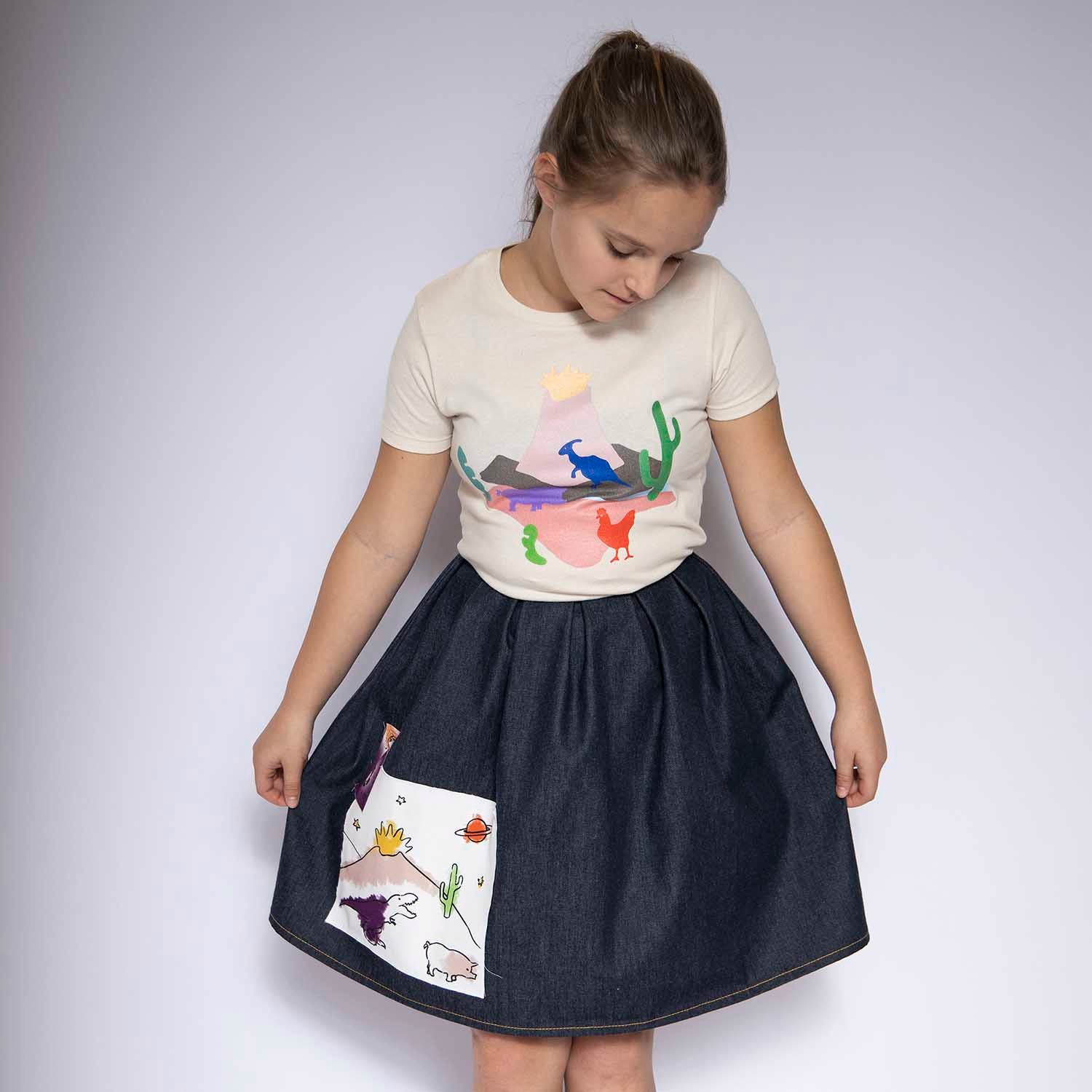 Blue Denim Skirt with Appliqué - pets & baby productspets & baby productsBlue Denim Skirt with Appliqué - 1104 / 4 years