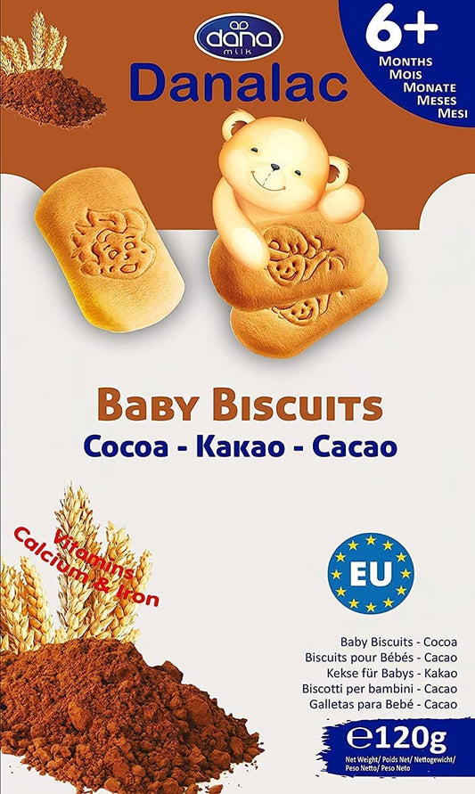 Danalac, Cocoa Baby Biscuits Pack of Finger Food Snack for Toddlers 6+ Months with Calcium Iron and Vitamins, 120g - pets & baby productspets & baby productsDanalac, Cocoa Baby Biscuits Pack of Finger Food Snack for Toddlers 6+ Months with Calcium Iron and Vitamins, 120g - 0120g (Pack of 1)