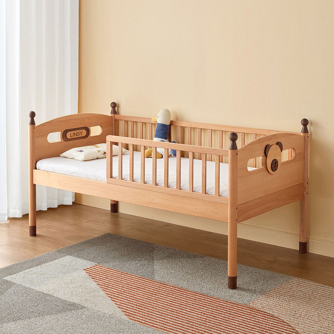 Dear Bear Mobile Oak Sleeping Cot - pets & baby productspets & baby productsDear Bear Mobile Oak Sleeping Cot - 4Oak3 Side
