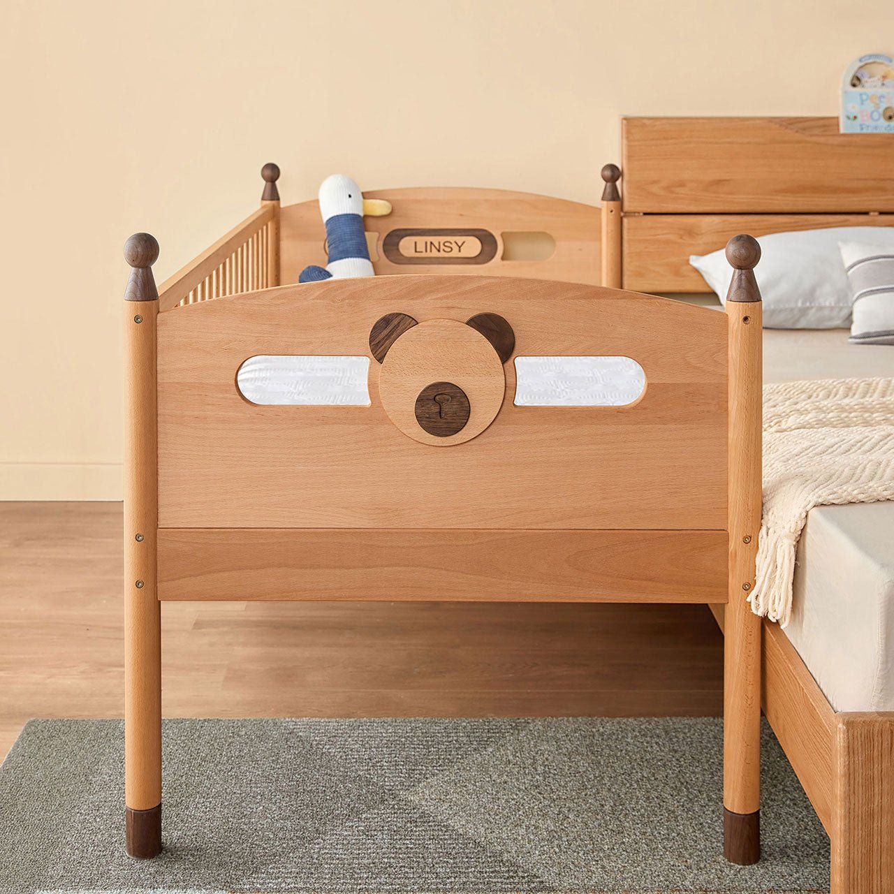 Dear Bear Mobile Oak Sleeping Cot - pets & baby productspets & baby productsDear Bear Mobile Oak Sleeping Cot - 2Oak3 Side