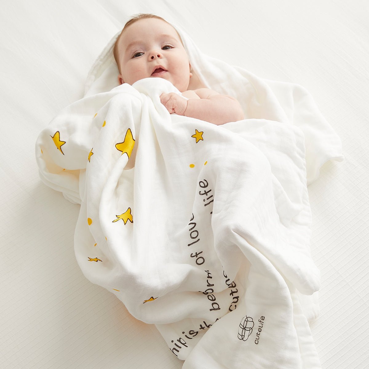 Future Stars Six - layer Cotton Baby Yellow Bath Swaddle Blanket - pets & baby productspets & baby productsFuture Stars Six - layer Cotton Baby Yellow Bath Swaddle Blanket - 1