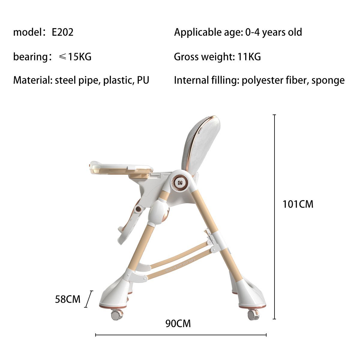 Happy Growth Orange Multifunctional Baby High Chair - pets & baby productspets & baby productsHappy Growth Orange Multifunctional Baby High Chair - 1