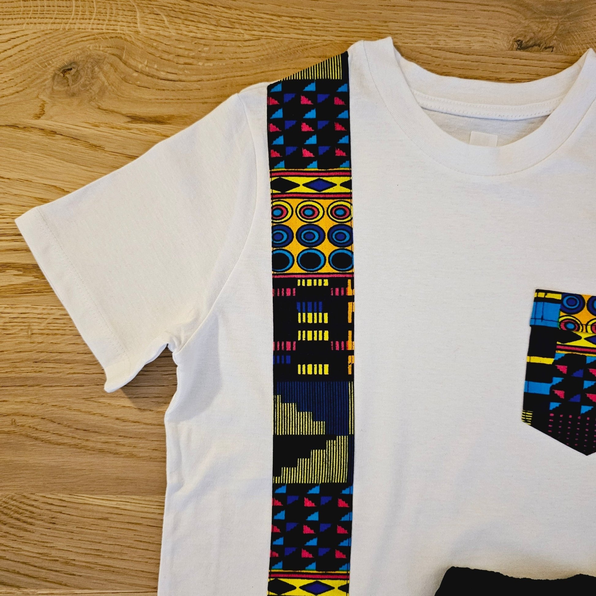 Kids T-shirt with African Ankara Print Detail | 100% cotton - pets & baby productspets & baby productsKids T-shirt with African Ankara Print Detail | 100% cotton - 1110